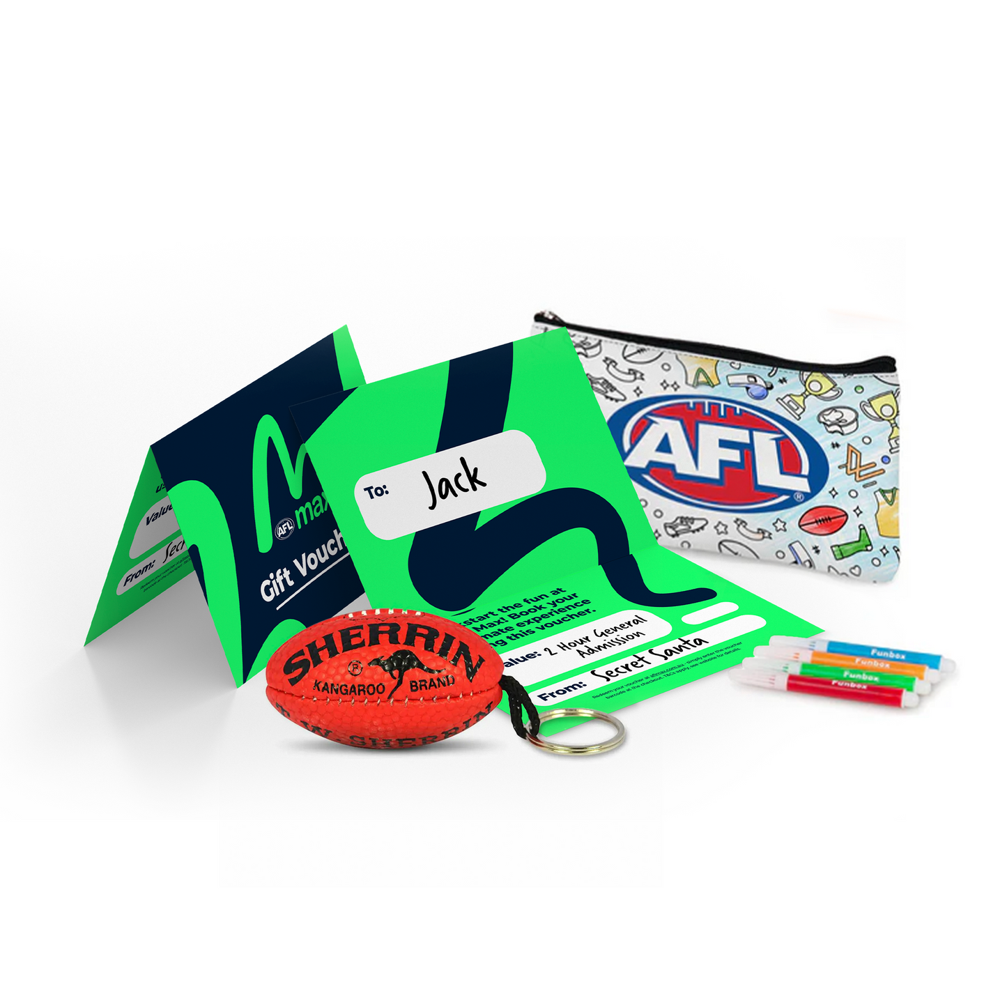 2-Hour AFL Max Single Pass + Sherrin Key Ring + Colour-in Pencil Case