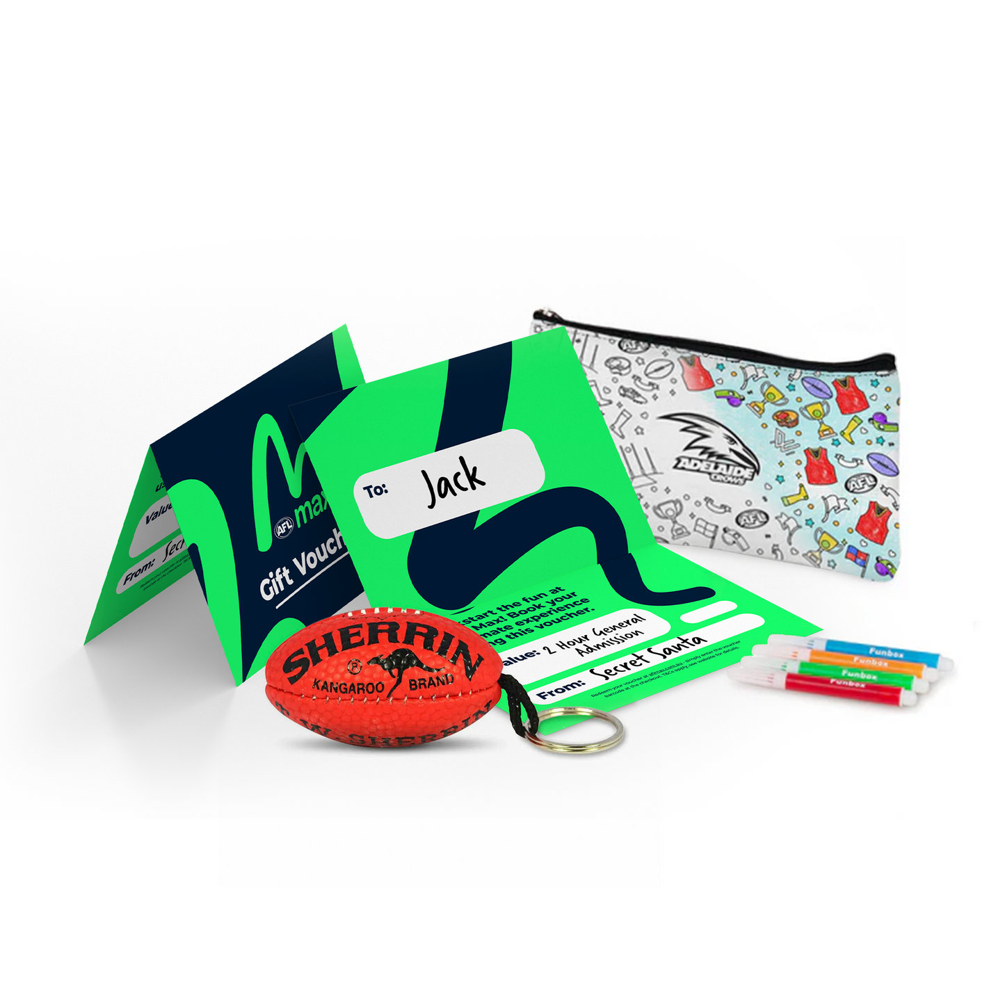 2-Hour AFL Max Single Pass + Sherrin Key Ring + Colour-in Pencil Case