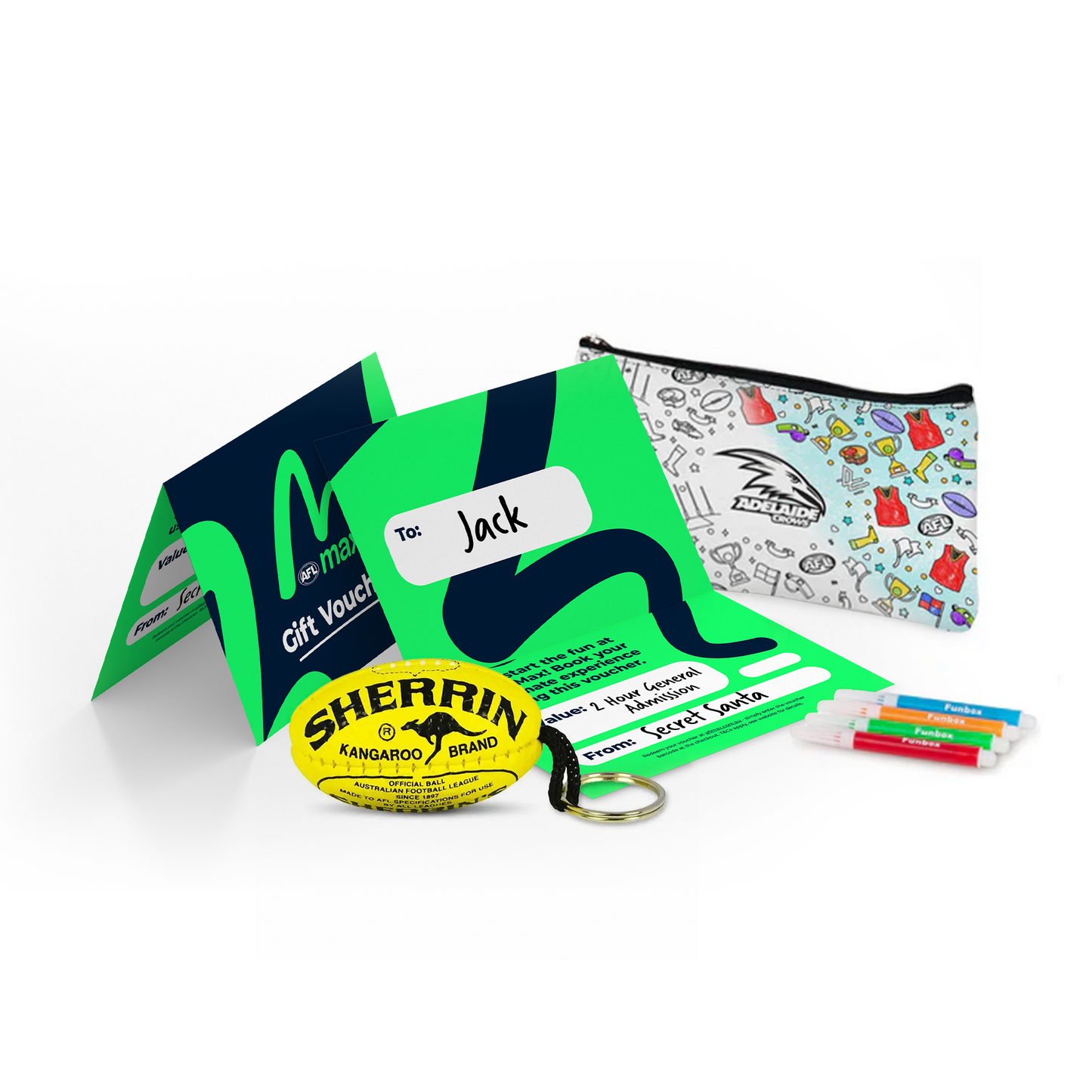 2-Hour AFL Max Single Pass + Sherrin Key Ring + Colour-in Pencil Case